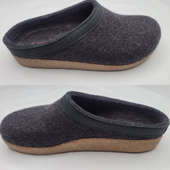 HAFLINGER GZL Charcoal Wool Felt Clog Size 39 Cork Winter Unisex - Picture 2 of 9